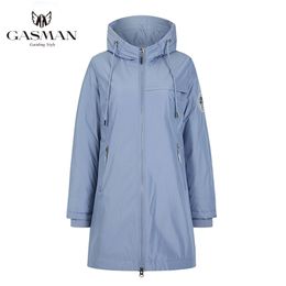 GASMAN Fashion brand blue warm autumn women's jacket Long hooded for women coat solid cotton Female windproof down parka 211216