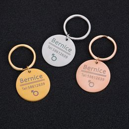 Free Engraved Pet ID Tag Dog Collar Accessories Decoration Pet Name Number Collars Stainless Steel Cat Tag Customized Tag