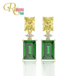 Dangle & Chandelier Rainbamabom 925 Solid Sterling Silver Citrine Emerald Gemstone Diamonds Earrings Women Fine Jewellery Gift Wholesale Drop