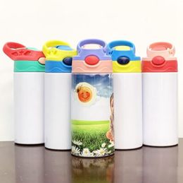 Sublimation Kids Tumbler Blank White Sippy Cup with Straw Stainless Steel Water Bottle Thermos Double Wall Vacuum Insulated Cups YG948