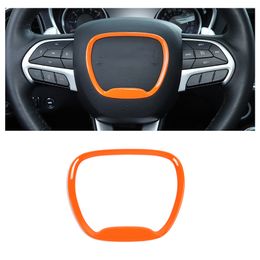 Orange Steering Wheel Trim Ring Decal Sticker Cover For Dodge Challenger /Charger 2015 UP Auto Interior Accessories