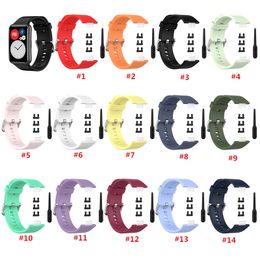 Soft Silicone Watchband запястья запястья ремешок для замены Huawei Watch Fit (TIA-B09 / TIA-B19) Sport SiliCone Band для Huawei Fit