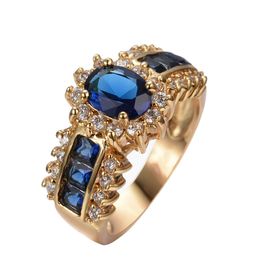 Gemstone Rings Size 6,7,8,9,10,11,12 Womens Blue Sapphire Cz 18K Gold Filled Wedding Beautifully Rings