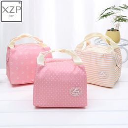 Bag Organiser XZP Thermal Lunch Bags Fresh Pink Cherry Tote Polyester Peach Skin Portable Butterfly Convenient1