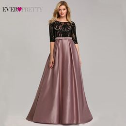 Contrast Colour Evening Dresses Ever Pretty 2020 A-Line O-Neck Empire Lace Bow Elegant Sexy Party Gowns Robe De Soiree LJ201124