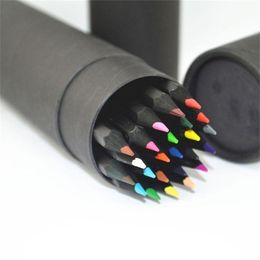 24 Colours Art Sketching Pen Wooden Drawing Charcoal Pencils Painting Crayon Sketching Pen Non-toxic Art Supplies 201225