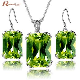 100% 925 Sterling Silver Jewellery Set Olive Created Peridot CZ Jewellery Sets Wedding Engagement Jewellery Victorian Vintage Style