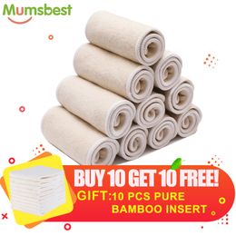 [Mumsbest] 10 Pcs Hemp Cotton Insert + FREE 10 Pcs Bamboo Insert Infant Cloth Diapers Nappy Hemp and Organic Cotton Inserts 201119