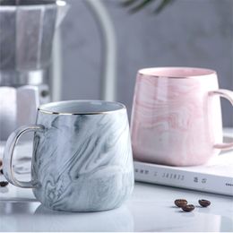 Europe Milk Coffee Mugs Marble Gold Inlay Mug Breakfast Mug Office Home Drinkware Tea Cup 400ml for Lover's Gifts Dropshipping LJ200821