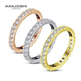 AINUOSHI 925 Sterling Silver Full Band Rings Women Engagement Simulated Diamond Wedding Silver 3 Pieces Bands Jewellery Y200106