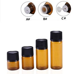 50pcs/lot 1ml 2ml 3ml 5ml Empty Essential Oil Doterra Refillable Bottles Amber Glass Bottle Jars Vials with Pipette