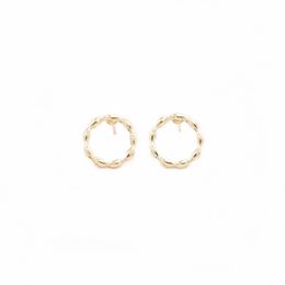 Creative Waves Circle Design Stud Earrings Trendy Round style Gold White Rose Colour Suitable for Women