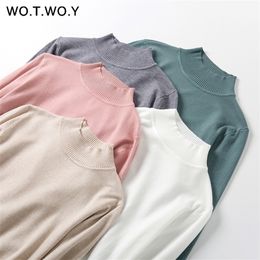 WOTWOY Casual 7 Colours Solid Basic Sweaters Women Autumn Winter Cashmere Pullovers Female O neck Knitting Sweater Woman New 201023