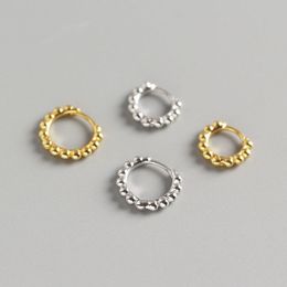 100% 925 Sterling Silver Mini Circle Hoop Earring For Women Students New Simple Irregular Beads Earrings