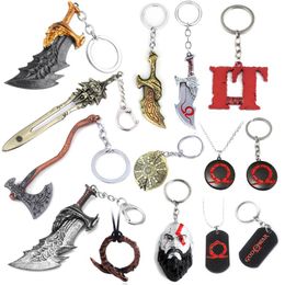 Game God of War 5 Ragnarok Keychains Thor's Hammer Mjolnir Kratos Blades of  Exile Leviathan Axe Weapon Pendant Keyring Jewelry