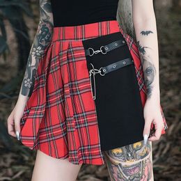 Sexy Gothic High Waist Women Mini Skirt Lattice A-line Skirts Streetwear Solid Female Party Outfits Clothes For Girls 18 years Y1214