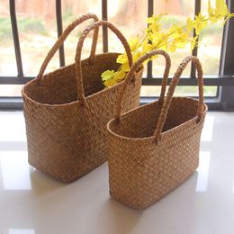 Seaweeds Woven Garden Succulent Bag Flower Crafts Storage Basket JS22 LJ201204