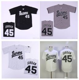 Mens Birmingham Barons Jersey Michael Jor dan Rookie 45 White Grey Black 100% Stitched Baseball Jersey Top Quality !