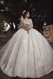 Luxury Arabic Dubai Ball Gown Wedding Dresses 2022 One Shoulder Beads Crystals Appliqued Vestido de Noiva Bridal Gowns