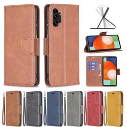 Sheep Grain Retro Leather Wallet Cases For Samsung Galaxy S22 Ultra Plus A23 5G A73 A33 A53 A13 M52 A22 A82 Iphone 13 Pro Max Credit ID Card Slot Holder Flip Cover Pouch