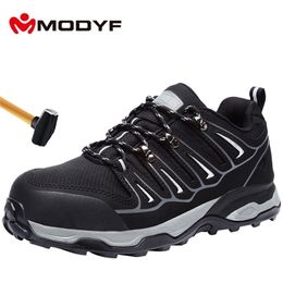 MODYF Men's Work Safety Shoes Steel Toe Breathable Anti-smashing Puncture-proof Non-slip Construction Protective Footwear Y200915