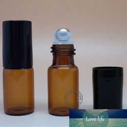 (30pieces/lot)3ML Glass Roll on Bottle with Stainless Steel Roller Essential Oil Roller-on Bottle Amber Perfume Bottle