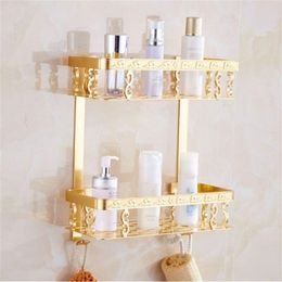 Bathroom Shelf Corner Basket Gold Shower Caddy for Shampoo Soap Hair Dryer Holder Triangle Shelves Wall Mounted banheiro etagere LJ201209