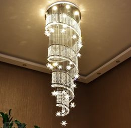 Modern Crystal Chandelier Moon and Star Spiral Shape Design chandeliers For Lobby Stair lighting lamps Free shipping