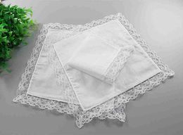 Lace Thin Handkerchief White Woman Wedding Gifts Party Decoration Cloth Napkins Plain Blank Handkerchieves High quality LLS92-WLL