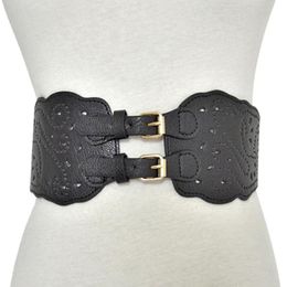 Hollow Floral Black Leather Belt Corset Belt Women Waist Band 2020 Luxury Designer Belts For Women Cummerbunds Waistband7250584