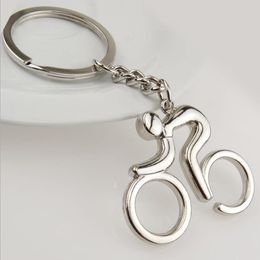 Silver Metal Bicycle Bike Cycling Riding Keychain Keyring Key Chain Ring