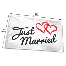 Fashion Just Married Flags Banners 3X5FT 100D Polyester High Quality Vivid Color With Two Brass Grommets