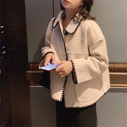 Mishow Winter Vintage Lady Solid Woollen Jacket Women Fashion Lapel single breasted Long Sleeve Thick Coat Tops MX19D9546 201218