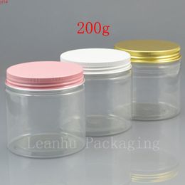 200g x 20 empty transparent PET cream jar for containing solid perfumes with white / pink gold aluminum screw cap 200cc bottlehigh qualtit