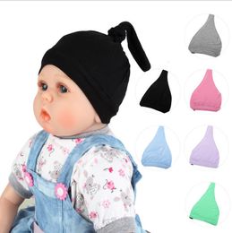 Newborn Baby Knotted Hat Solid Ins Toddle Skull Caps Boys Girls Cotton Soft Cap Beanies Sleep Solid Caps LSK2129