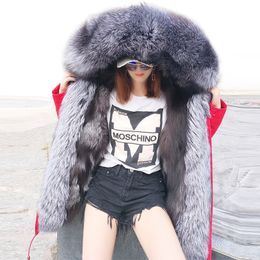 natural fox fur liner long outerwear winter jacket raccoon fur lining big real fox fur collar coat parkas 201029