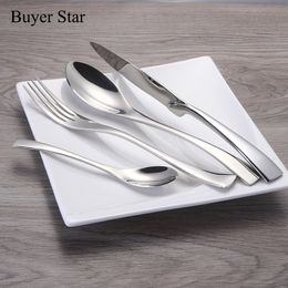 1624pcs/set Stainless Steel Tableware Cutlery Sets Mirror Polished Silver Plated Metal Tableware Western Dinner Fork Knife Scoop Y200111