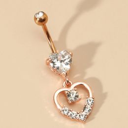 Heart Shaped Belly Button Rings With Zircon Stainless Steel Navel Ring Belly Piercing Stud Gifts for Women