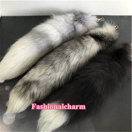 50cm/20" - Real Genuine Fox Fur Tail Cosplay Toy Keychain Bag charm Keyring Furry Pendant Tassels