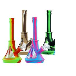 2022 new 10" thick glass smoking Bongs silicone water pipes tobacco Hookah dab rigs shisha beaker heady pipe Portable
