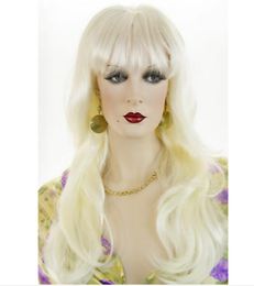 White Blonde Blonde Long Skin Top Wavy Straight Wigs