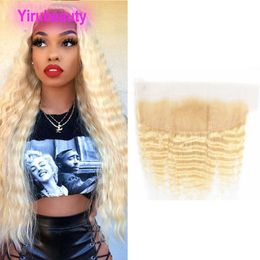 Indian Human Hair 613 Colour 13*4 Lace Frontal Deep Wave Kinky Curly Blonde 13X4 Frontals Free Part Pre Plucked