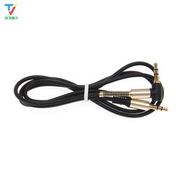 3.5mm Jack Stereo 1m/3.3ft Audio Cable Male to Male 90 Degree Right Angle Aux Cable Wire Cord with Spring Protective Cover 500pcs/lot