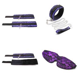 Nxy Adult Toys Products Leather Bound Lace Short Plush Purple Husband and Wife Health Care 220304