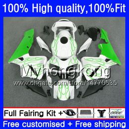 100% Fit For HONDA CBR600F5 CBR600 RR CBR600RR 05 48HM.214 CBR 600RR CBR 600 Green flames CC RR 600CC F5 05 06 2005 2006 Injection Fairings