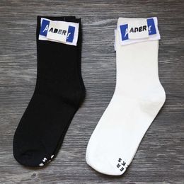 5 pairs of ader three standard rivet embroidered cotton double needle middle tube socks men's and women's fashion socks in Korea