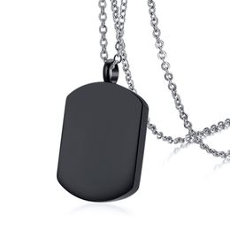 Valentine's Day Gifts Black stainless steel Cremation Container Ashtray Memorial Necklace Personalized Dog Tag Pendant Urn Necklace 20 inch