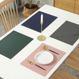 Rectangular Table Mat PU Leather Placemat Waterproof Greaseproof Pad Kitchen for Dining Table Anti-scalding Insulation Pads T200703