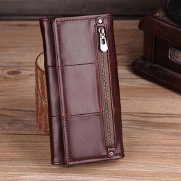 Hot Sale Long Genuine Leather Wallet Women 2019 Cards Holder Female Zipper Purses With Phone Bag Big Valet Carteira