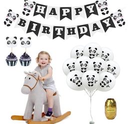 bolos de aniversário temáticos
 Desconto Feliz aniversário conjunto de balão de panda decoração de festa do tema com bandeira bolo toppers panda impresso balloon1